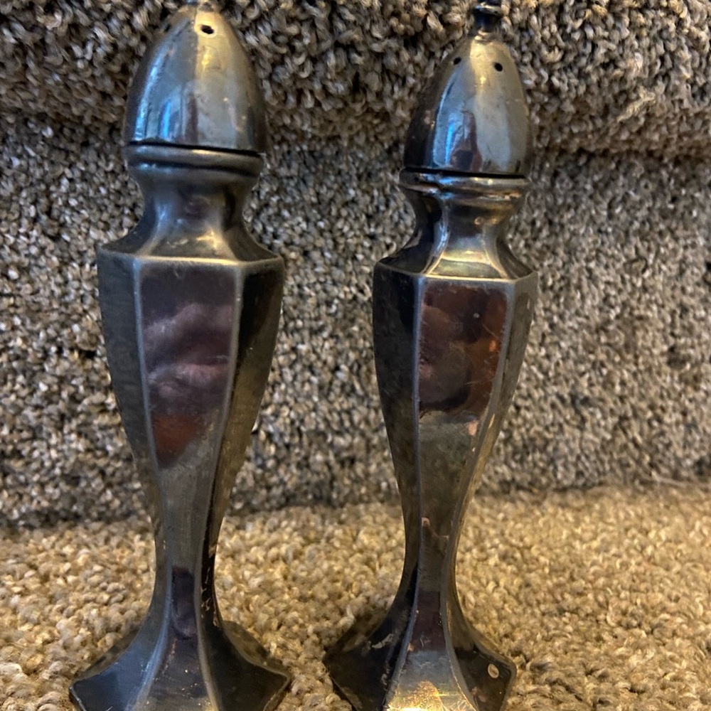 Classic Black Metal Salt and Pepper Shakers - Pair